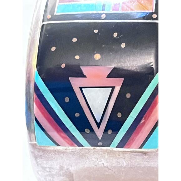 ErVin Paul Tsosie Navajo Sterling Silver Micro Inlay  Cuff Bracelet - Picture 5 of 13
